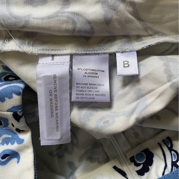 Ann Taylor Loft Skirt Cream Blue Floral Size 0 Petite Floral Pockets Pleated - Picture 6 of 12